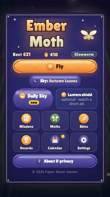 Ember Moth title screen