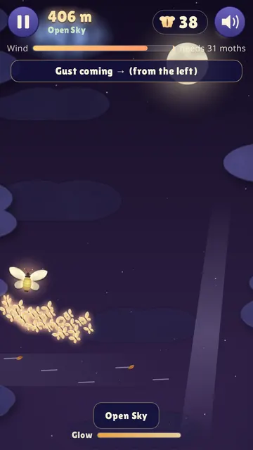 A long glowing moth trail in the Canopy