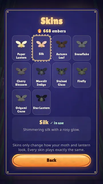 Unlockable moth skins
