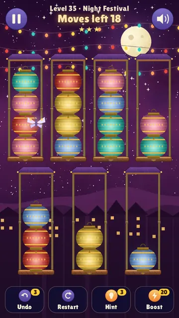 A night-festival level with festival colors
