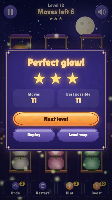 Level complete screen with stars