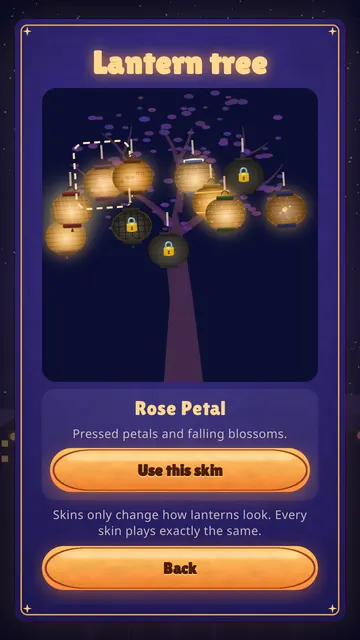 The paper lantern tree with collectible lantern skins